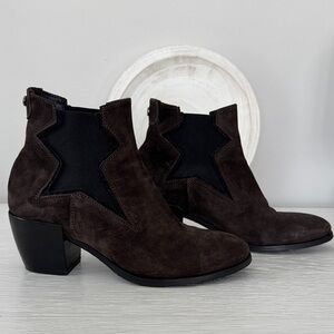 Russell & Bromley Brown Ankle Boots with Black Star Accent